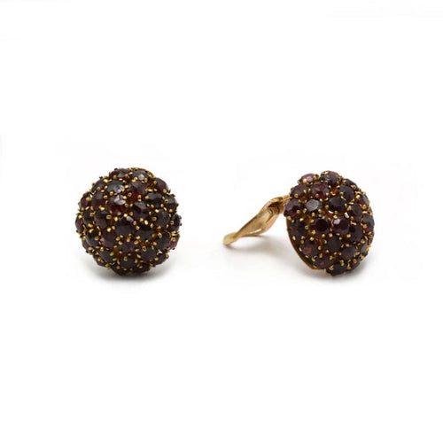 Boucles d'oreilles Boucles d’oreilles dôme en or jaune 585‰ et grenats 58 Facettes 1134