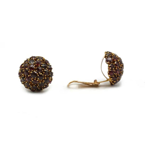 Boucles d'oreilles Boucles d’oreilles dôme en or jaune 585‰ et grenats 58 Facettes 1134