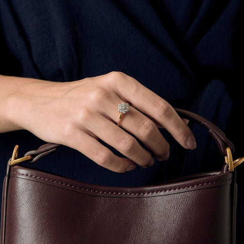 Bague 58 Bague entourage en or jaune et blanc 18k et diamants 58 Facettes LJ BAV1