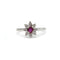 Bague 54 Marguerite - Bague en or blanc 750‰, rubis et diamants 58 Facettes 1133