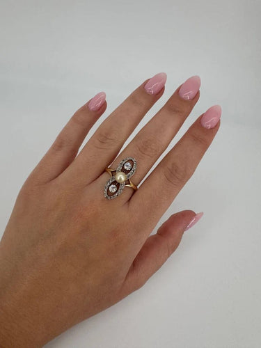Bague 56 Bague XIXe - Or 750, perle et diamants 58 Facettes 1187