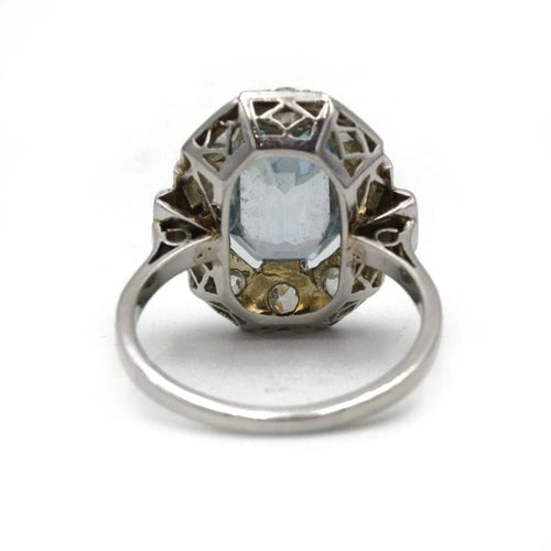 Bague 55 Bague Art déco en platine avec aigue-marine et diamants 58 Facettes 1215