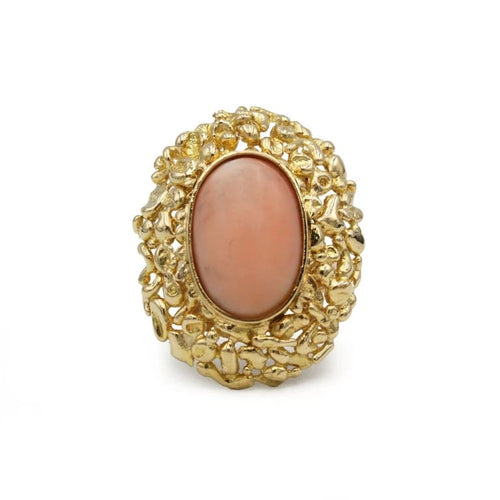 Bague 52 Bague en or jaune 750 des années 1950-1960 avec corail 58 Facettes 1236