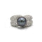 Bague 59 Bague en or blanc 750 avec diamants env. 3 ct et perle de Tahiti 58 Facettes 1237