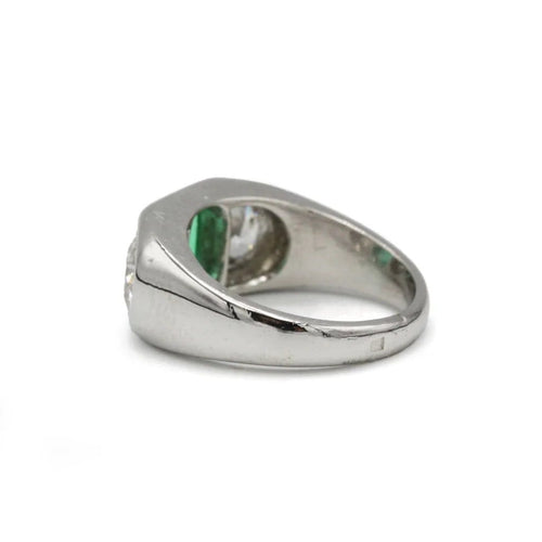 Bague 53 Bague Art déco en platine, émeraude et diamants 58 Facettes 1273