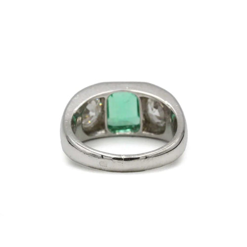 Bague 53 Bague Art déco en platine, émeraude et diamants 58 Facettes 1273