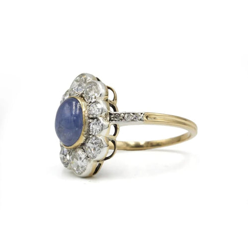 Bague 56 Bague en or 750 avec diamants taille ancienne et saphir 58 Facettes 1293