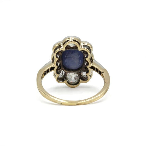 Bague 56 Bague en or 750 avec diamants taille ancienne et saphir 58 Facettes 1293