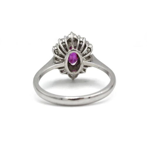 Bague 52 Bague marguerite en or 750 avec diamants et rubis 58 Facettes 1306
