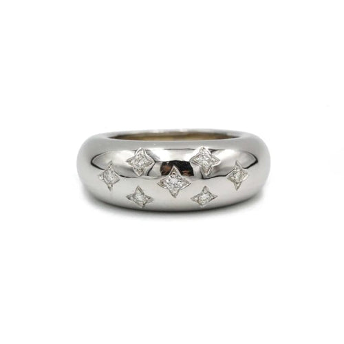 Bague 55 Bague jonc en or blanc 750 des années 1980 avec diamants 58 Facettes SA001