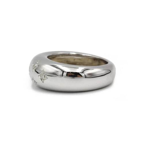 Bague 55 Bague jonc en or blanc 750 des années 1980 avec diamants 58 Facettes SA001