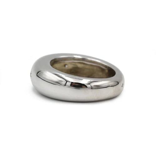 Bague 55 Bague jonc en or blanc 750 des années 1980 avec diamants 58 Facettes SA001