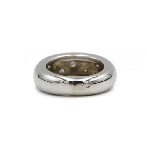 Bague 55 Bague jonc en or blanc 750 des années 1980 avec diamants 58 Facettes SA001
