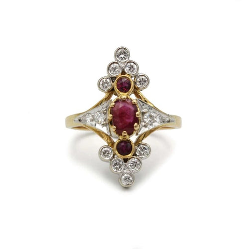 Bague 56 Bague en or 750 avec diamants et rubis 58 Facettes 1314