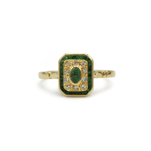 Bague 58 Bague en or jaune 750, diamants et émeraudes 58 Facettes 1325