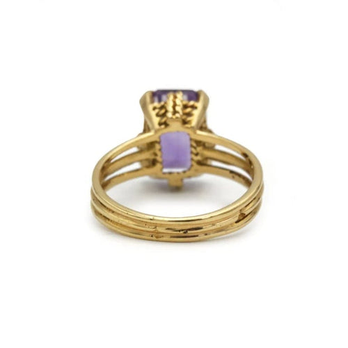 Bague 51 Bague en or jaune 750 avec améthyste, panier torsadé 58 Facettes 1329