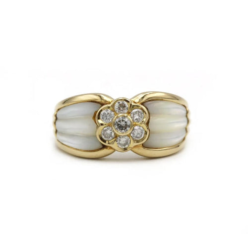 Bague 52 Bague jonc en or jaune 750 avec cristal de roche et diamants 58 Facettes SA005