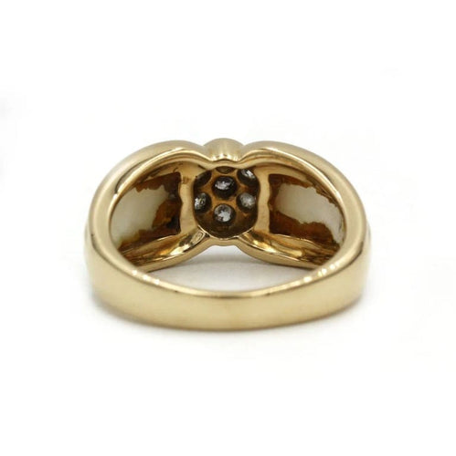 Bague 52 Bague jonc en or jaune 750 avec cristal de roche et diamants 58 Facettes SA005