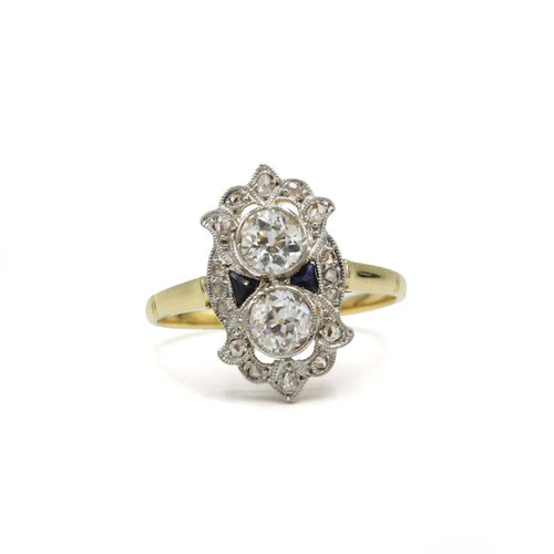 Bague 60 Bague Art déco en or 750, diamants et saphirs 58 Facettes 1300