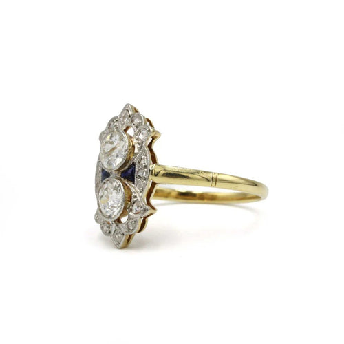 Bague 60 Bague Art déco en or 750, diamants et saphirs 58 Facettes 1300