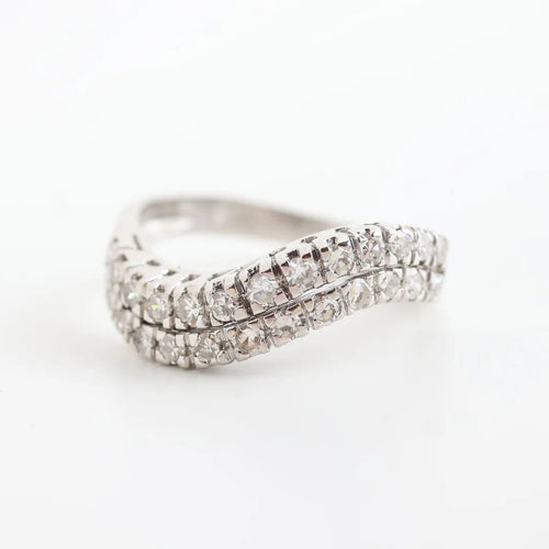 Bague 53 Bague vintage en or blanc 18 carats à diamants, double canal 58 Facettes 131368C