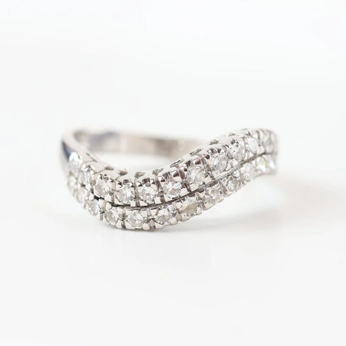 Bague 53 Bague vintage en or blanc 18 carats à diamants, double canal 58 Facettes 131368C