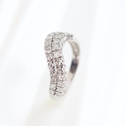 Bague 53 Bague vintage en or blanc 18 carats à diamants, double canal 58 Facettes 131368C