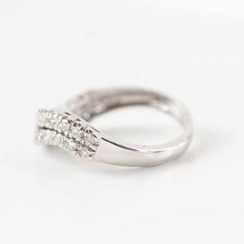 Bague 53 Bague vintage en or blanc 18 carats à diamants, double canal 58 Facettes 131368C