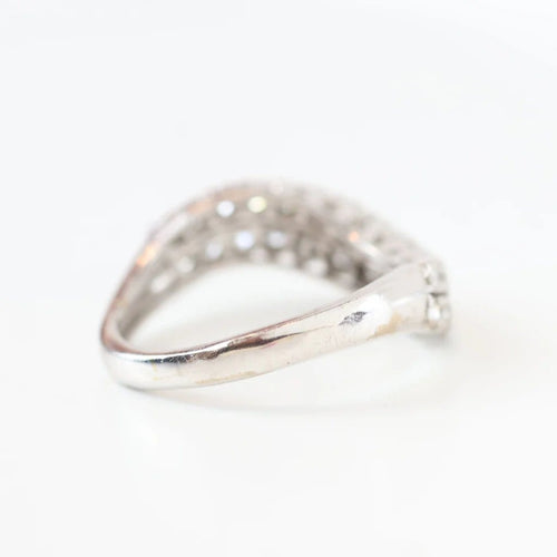 Bague 53 Bague vintage en or blanc 18 carats à diamants, double canal 58 Facettes 131368C