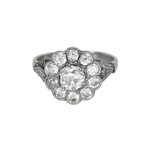 Bague 51.5 Bague marguerite en or blanc 18k, platine et diamants 58 Facettes LJ25-330