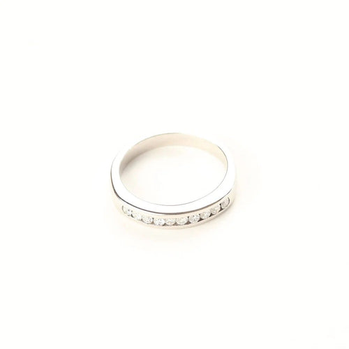 Bague 55 Alliance demi-éternité - Bague en or blanc 18 carats et diamants 58 Facettes 158/23