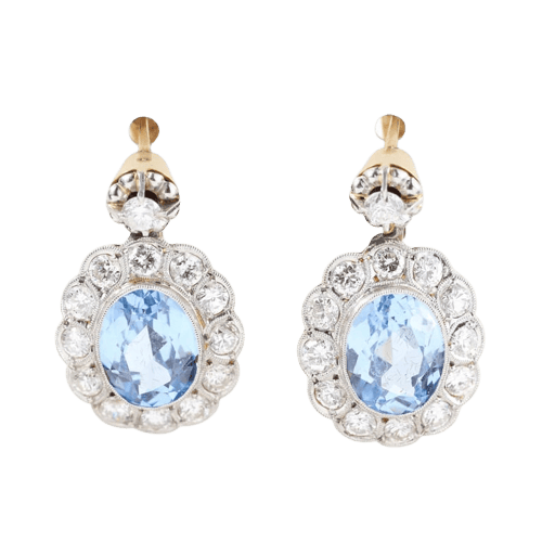 Boucles d'oreilles Boucles d'oreilles vintage en or jaune, platine, diamants et spinelles 58 Facettes J00003070