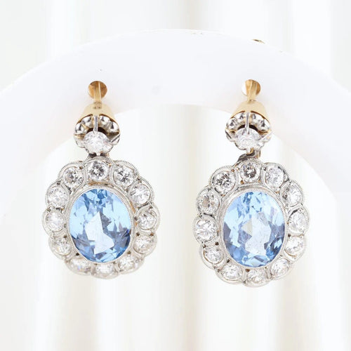 Boucles d'oreilles Boucles d'oreilles vintage en or jaune, platine, diamants et spinelles 58 Facettes J00003070