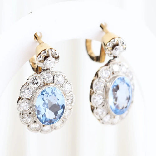 Boucles d'oreilles Boucles d'oreilles vintage en or jaune, platine, diamants et spinelles 58 Facettes J00003070