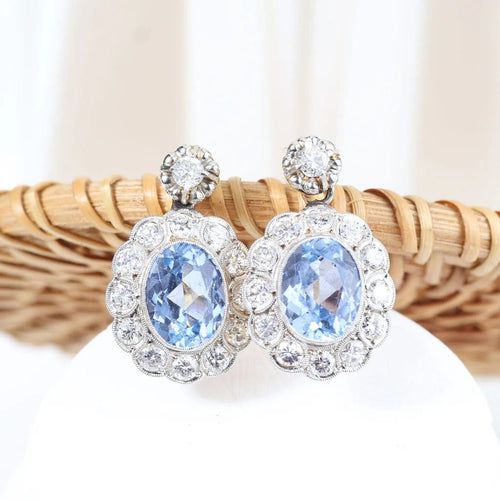 Boucles d'oreilles Boucles d'oreilles vintage en or jaune, platine, diamants et spinelles 58 Facettes J00003070