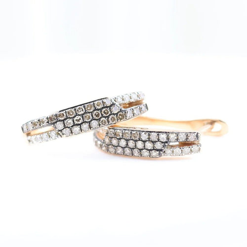 Boucles d'oreilles Boucles d'oreilles triple pavé en or rose 18 carats et diamants 58 Facettes 132996