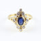 Bague 53 Bague vintage en or jaune 18 carats avec saphir et diamants 58 Facettes 131455C