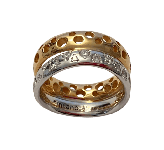 Bague 52 Pomellato Milan - Bague en or rose et or blanc 18 carats et diamants 58 Facettes
