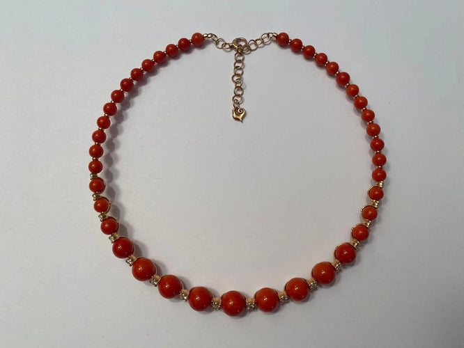 Collier Chantecler Chérie - Collier ras-du-cou en or rose 18 carats, diamants et corail 58 Facettes