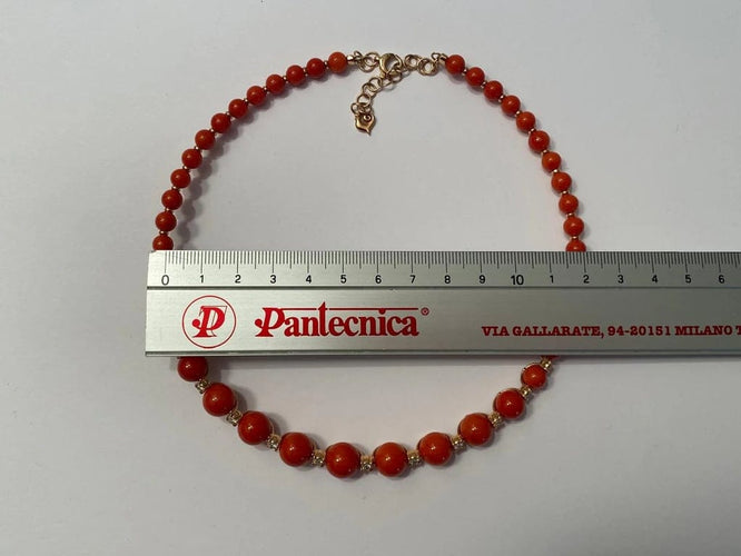 Collier Chantecler Chérie - Collier ras-du-cou en or rose 18 carats, diamants et corail 58 Facettes