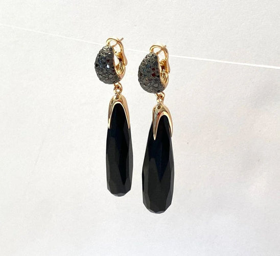 Boucles d'oreilles Pomellato Victoria - Boucles d’oreilles pendantes en or rose et diamants noirs 58 Facettes