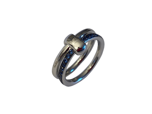 Bague 54 Pomellato Together - Bague en or blanc 18 carats et saphirs 58 Facettes