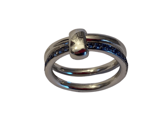 Bague 54 Pomellato Together - Bague en or blanc 18 carats et saphirs 58 Facettes