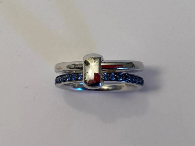 Bague 54 Pomellato Together - Bague en or blanc 18 carats et saphirs 58 Facettes