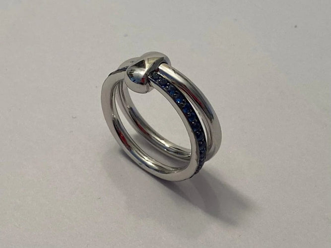 Bague 54 Pomellato Together - Bague en or blanc 18 carats et saphirs 58 Facettes