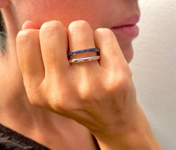Bague 54 Pomellato Together - Bague en or blanc 18 carats et saphirs 58 Facettes