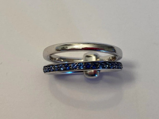 Bague 54 Pomellato Together - Bague en or blanc 18 carats et saphirs 58 Facettes
