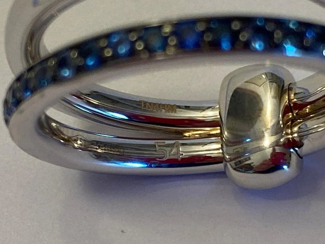 Bague 54 Pomellato Together - Bague en or blanc 18 carats et saphirs 58 Facettes