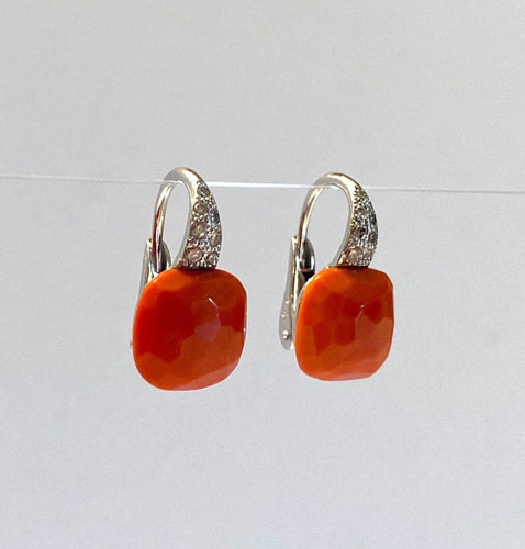 Boucles d'oreilles Pomellato Capri - Boucles d'oreilles en or blanc, corail et diamants 58 Facettes