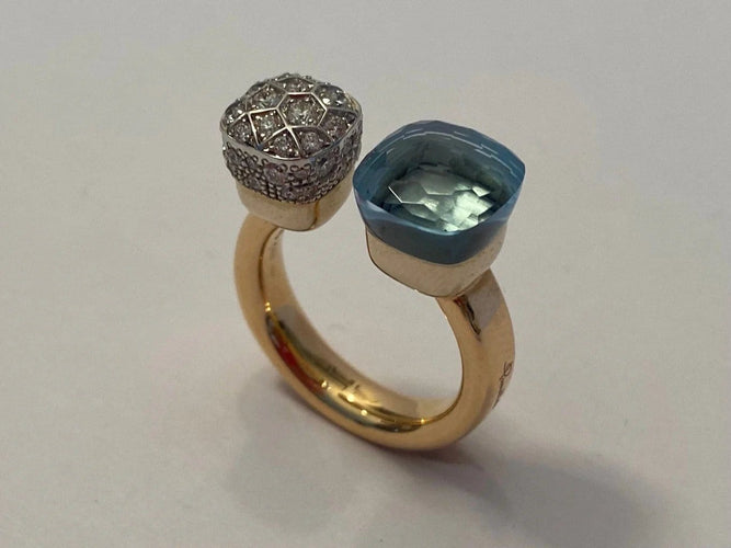 Bague 56 Pomellato Nudo - Bague en or rose, or blanc et diamants 58 Facettes